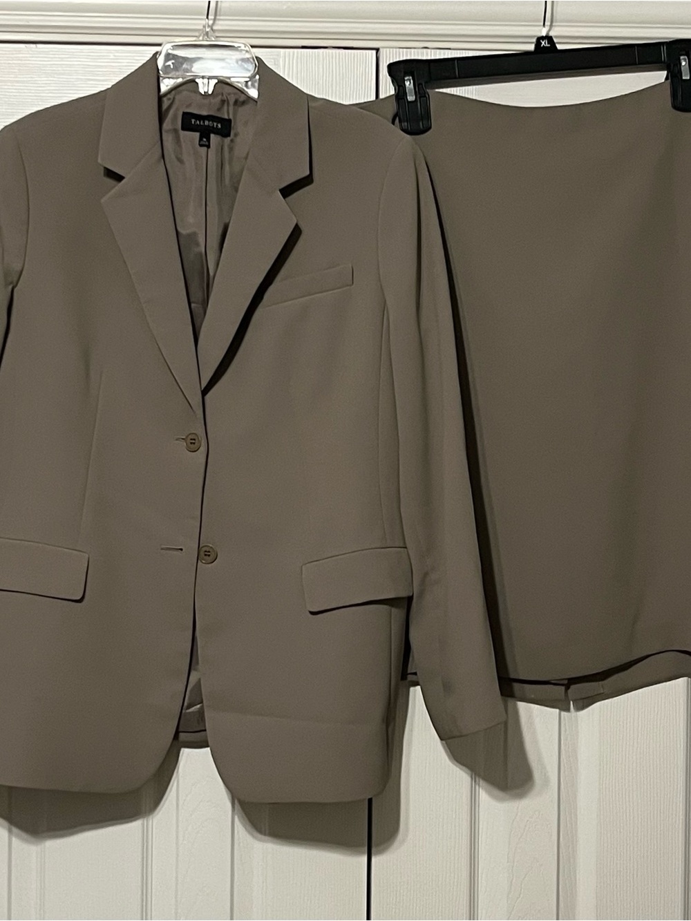 Talbots Women's Taupe Two-Piece Suit Blazer and Skirt